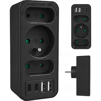 Elektrická zásuvka Elektrická Zásuvka, USB rozbočka Maclean černý