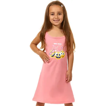 Dámské oblečení Meruňová dívčí noční košilka na úzká ramínka Zamilovaní Smajlíci 1F0829 oranžová 110-116-5-6-let