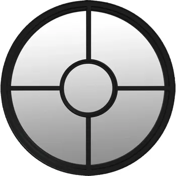 Zrcadlo Černé zahradní zrcadlo s kulatým rámem 40 x 4 cm, železné