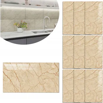 Stavební materiál 10x Panel na zeď 30x60 CM SAMOLEPICÍ PVC Mramorový Laminát Lesklý 3D Obklad