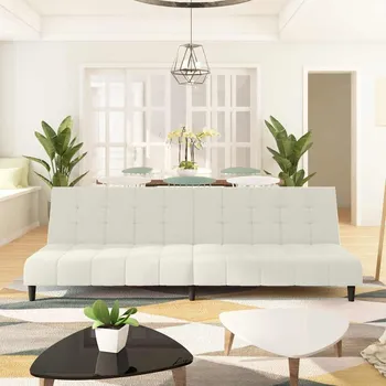 Pohovka vidaXL 2místná rozkládací pohovka samet [375767] Barva: krémová