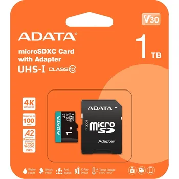 Paměťová karta Adata Paměťová karta microSD Premier Pro 1TB UHS1 U3 V30 100/85 MB/s + adaptér