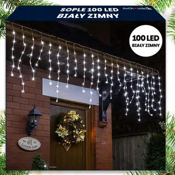 Zabezpečení domácnosti LED rampouchy 100 BÍLÉ STUDENÉ VENKOVNÍ VNITŘNÍ VÁNOČNÍ SVĚTÝLKA 8 REŽIMŮ