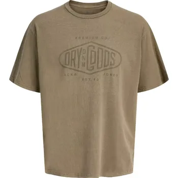 Pánská móda Velké pánské tričko s krátkým rukávem a potiskem Jack & Jones 12288204 khaki (5XL)