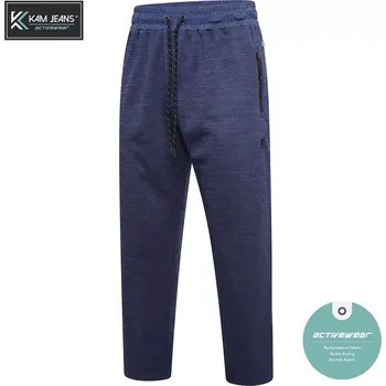 Oblečení a móda Velké pánské strečové sportovní kalhoty s kapsami na zip Kam AP006 tmavě modré (6XL)