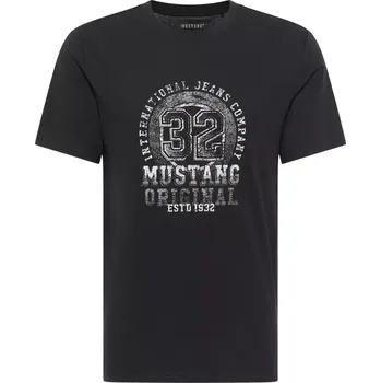 Oblečení a móda Velké pánské tričko Mustang 1016859-4188 s krátkým rukávem a velkým potiskem černé (6XL)