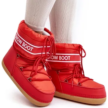 Dámská zimní obuv DÁMSKÉ SNĚHULE SE ZAVAZOVÁNÍM A NÍZKÝM SVRŠEK ČERVENÉ 35/36