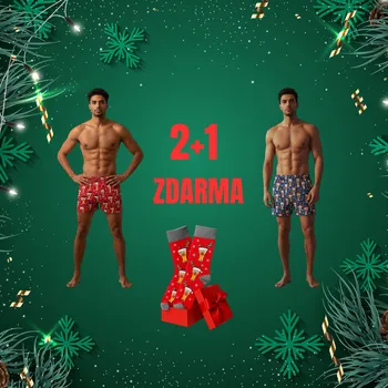 Trenýrky Vánoční trenýrky 2+1 zdarma červené ponožky Velikost: XXXL