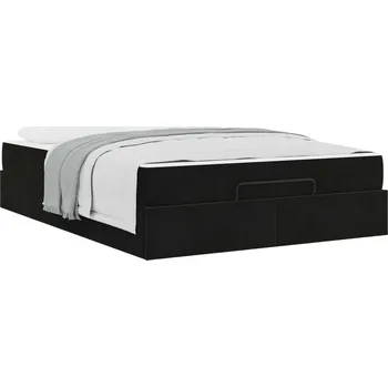 Ložnice vidaXL Rám postele s matrací s matrací 2 pcs Černá samet [3399572]