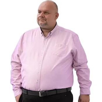 Pánská košile Pánská hladká košile s dlouhým rukávem Duke D555 Richard světle růžová (3XL)