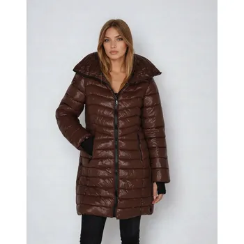 Moto bunda STEVE MADDEN PROŠÍVANÁ HNĚDÁ BUNDA NA ZIP 12A NTR__M