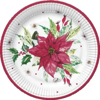 Talíř Talířky 22 cm hvězda červená 8 ks Vánoce svátky