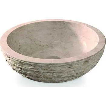 Umyvadlo Bathco 00318 - Umyvadlo na desku PUKET pr. 45 cm kámen/béžová