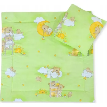 Povlečení POVLEČENÍ DO WÓZKA S VÝPLNÍ, PEŘINKA A POLŠTÁŘ - MEDVÍDCI NA ZELENÉM