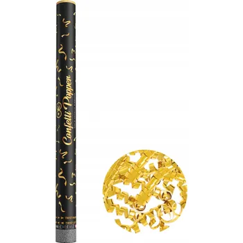 Konfeta TUBA KONFETY VYSTŘELOVACÍ SERPENTINY ZLATÉ 60 CM NAROZENINOVÁ PÁRTY SVATEBNÍ HOSTINA