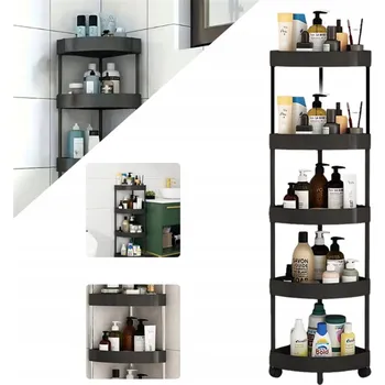 regál ROHOVÝ REGÁL NA KOLEČKÁCH, MOBILNÍ REGÁL, DEKORATIVNÍ STOJAN SE 4 KOLEČKY DO KUCHYNĚ