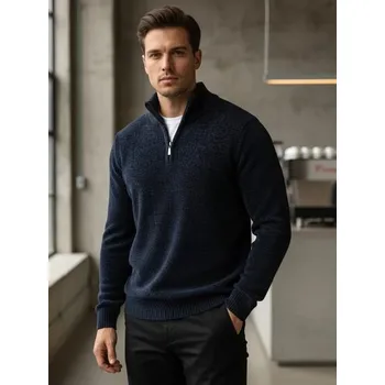 Pánská móda Dstreet Módní modrý svetr pro muže se zipem