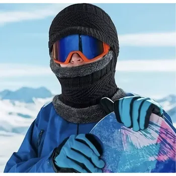 Kukla Pletená zimní kukla s kšiltem - ČERNÁ - (7-14 let) (Značka: BAIJIA)