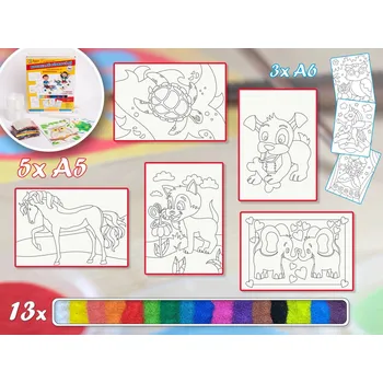 Hračka Radost v písku Sada střední PRO HOLKY 6 - Barevné pískování obrázků