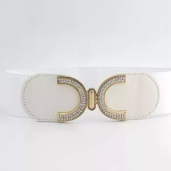 Módní doplněk Dámský elastický pásek s krystaly Smaida Bílý