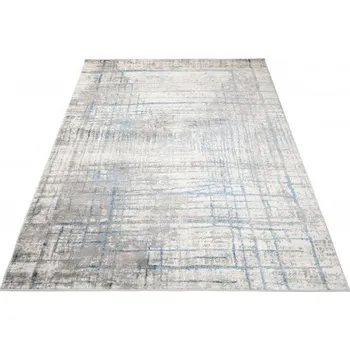 Koberec Makro Abra Kusový koberec VALLEY D710B Moderní Geometrický modrý bílý Rozměr: 80x150 cm