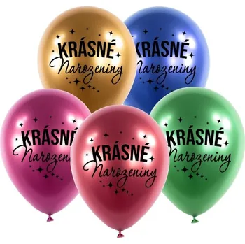 Party dekorace Balonky chromové Krásné narozeniny mix barev, 5 ks
