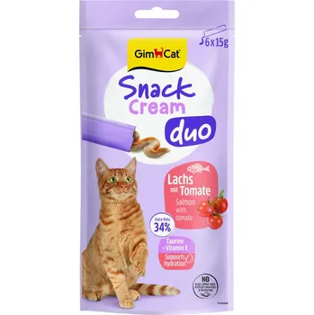 Pamlsek pro kočku Gimborn GimCat Snack Cream Duo Losos & Rajce 6x15g