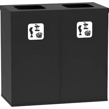 Odpadkový koš B2B Partner Koš na tříděný odpad 2x 50 L, úchyt na pytel, černý/černý