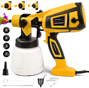Stříkací pistole MALÍŘSKÁ STŘÍKACÍ PISTOLE ELEKTRICKÁ PRO MALOVÁNÍ ZDÍ SE 4 TRYSKAMI 850W
