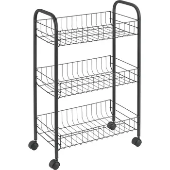 police regál 3koše s kolečky LUGANO LAVA mat.černá 41x23x