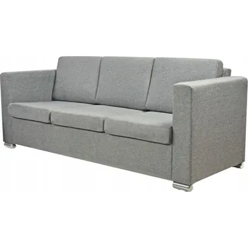 Pohovka Světle šedá pohovka 191 x 73 x 78 cm s dřevěným rámem a chromovanými nohami