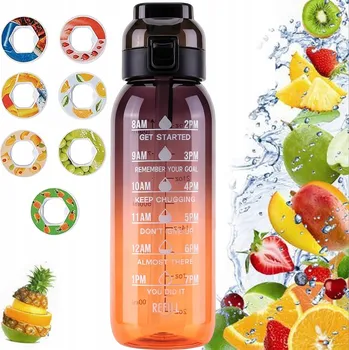 Láhev OCHUCENÁ LÁHEV LAHEV NA PITÍ NA VODU SE 7 PODY – SADA 1 l BEZ CUKRU A KALORIÍ