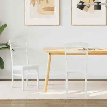 Jídelní židle 2 pcs Bílá Masivní gumové dřevo