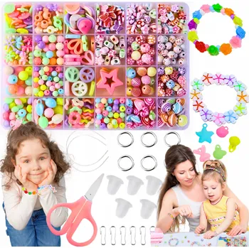 Dětské navlékací korálky SADA KORÁLKŮ pro VÝROBU NÁRAMKŮ