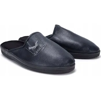 Pánské pantofle Kožené pánské Papuče Námořnická Modrá Bamboše Profilované Elegantní Domácí Legend 44