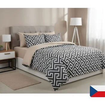 Povlečení Labyrint šedé 140 x 200, 70 x 90 cm knoflík