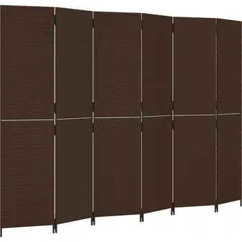 Paraván Paraván z polyratanu, 6 panelů, hnědá barva, 294x200 cm