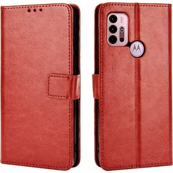 Pouzdro na mobilní telefon TT-TopTechnology Kožené pouzdro Motorola Moto G30 hnědé, brown, model knížka, materiál syntetická kůže, řada Crazy Horse