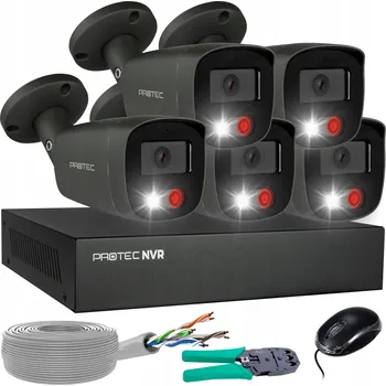 IP kamera Monitorovací systém 5 kamer Grafitové IP PoE Full Color detekce lidí 5Mpx bez HDD