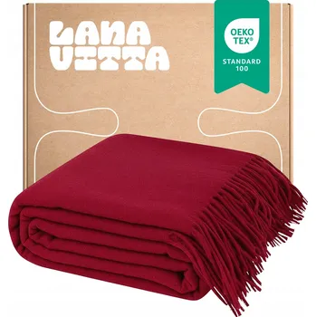 deka Vlněná deka teplá "Grand" 100% vlna Pled Bordó 140x200 cm