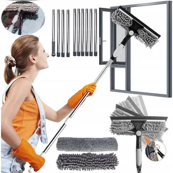 Zabezpečení domácnosti TELESKOPICKÁ MYČKA OKEN 4,24M S MOPEM A VYMĚNITELNÝM ČISTICÍM HADŘÍKEM 2V1