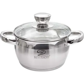 Nádobí Hrnec nerez ¤14x9,5cm 1,3L MEYERHOFF T2 skleněná poklice
