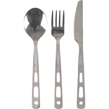 Outdoor vaření Nerezový Příborovyý Set Lifeventure Knife Fork Spoon Set - Basic