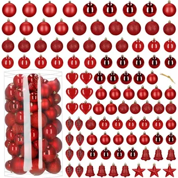 Springos Maxi 100-dílná sada vánočních baněk červená, vánoční ozdoby