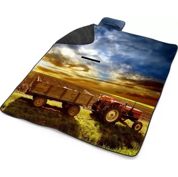 deka Sablio Plážová deka Traktor s vlečkou: 200x140 cm