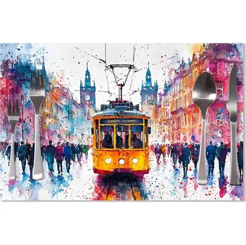 prostírání Sablio Prostírání Žlutá tramvaj Paint: 40x30cm