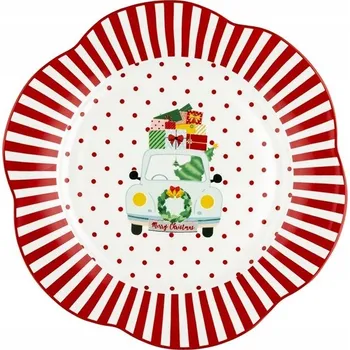 Talíř Vánoční dezertní talíř s ozdobou 21,8 cm Sváteční Auto Sindy Florina
