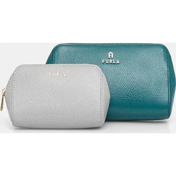 Kosmetická taška Kožená kosmetická taška Furla 2-pack WE00453.ARE000.4509S tyrkysová 67X, vel. ONE SIZE