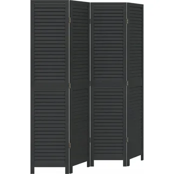 Paraván Černý paraván z masivního dřeva paulovnie 140-145 x 180 cm, 4 panely