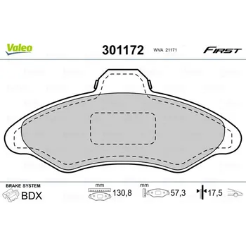 Brzdová destička Sada brzdových destiček, kotoučová brzda VALEO 301172